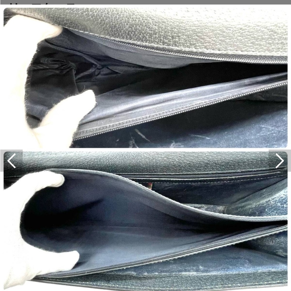 SOLD-SOLD Gucci Vintage Navy and Cream Monogram Briefcase - Picture 9 of 11